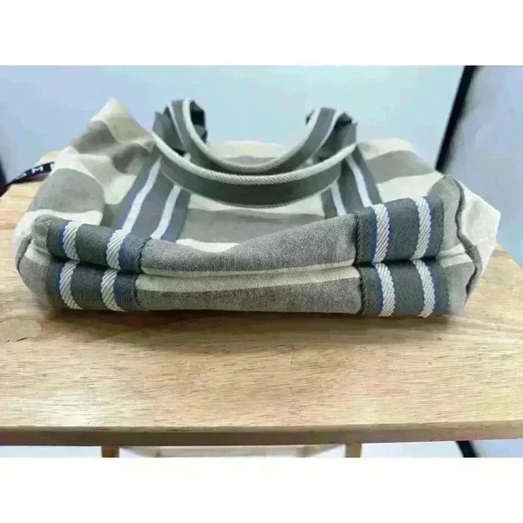 Tommy Hilfiger‎ Grey and Blue Canvas Beach Shoulder Tote Bag - Picture 3 of 8